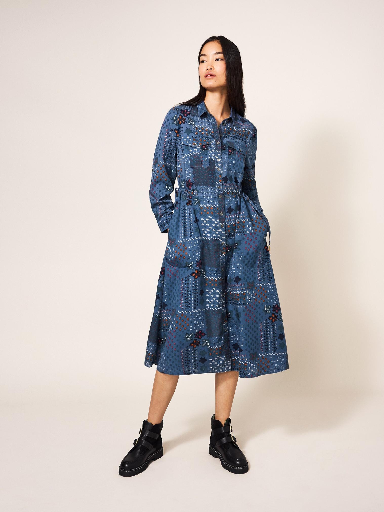 Nora Tencel Shirt Dress in BLUE MLT - LIFESTYLE