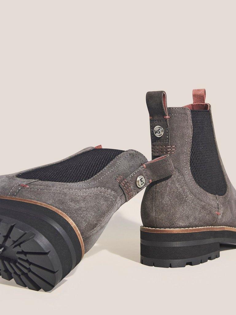 Esme Chunky Leather Chelsea Boot in DK GREY - FLAT BACK