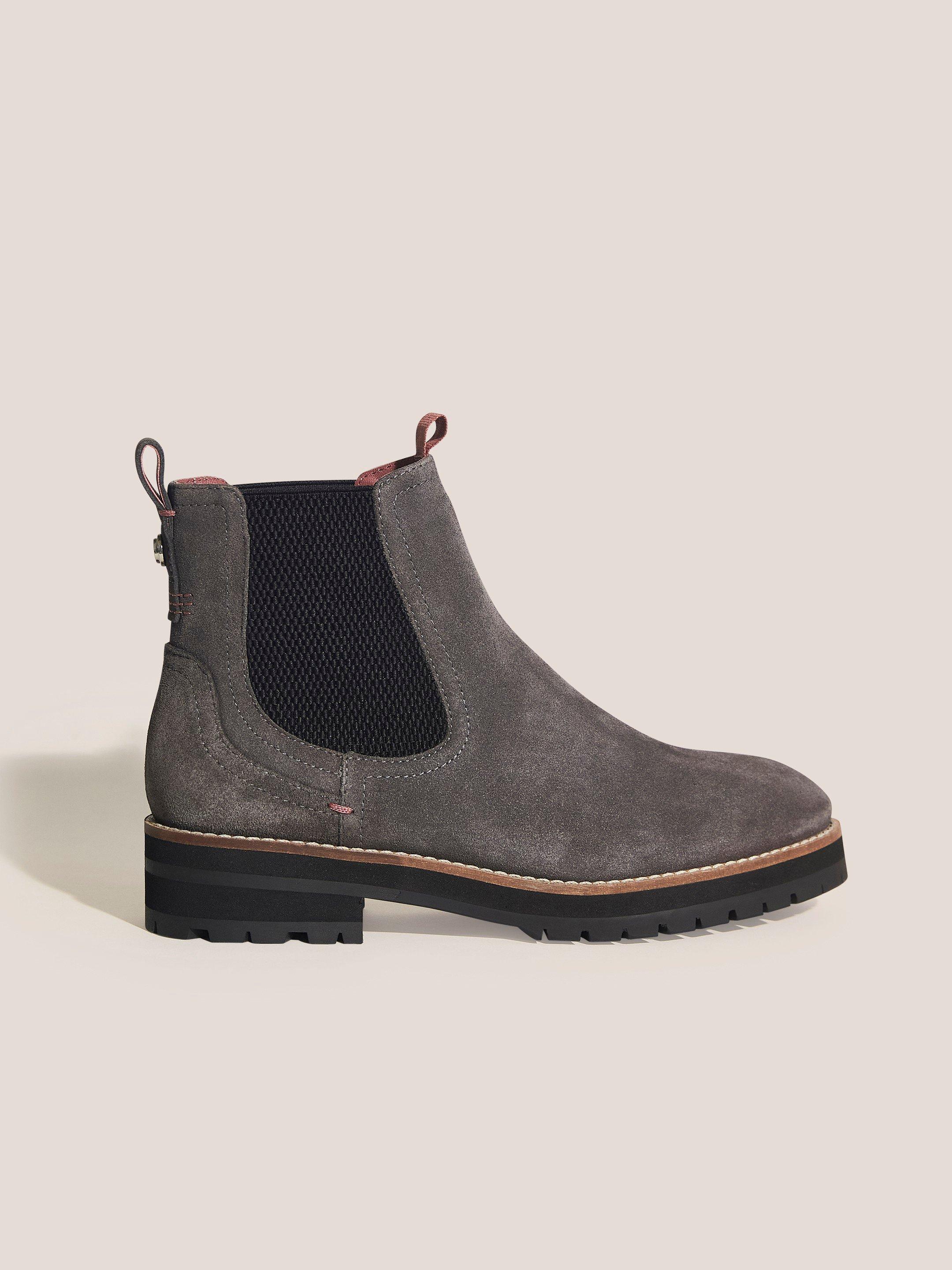 Esme Chunky Leather Chelsea Boot in DK GREY | White Stuff