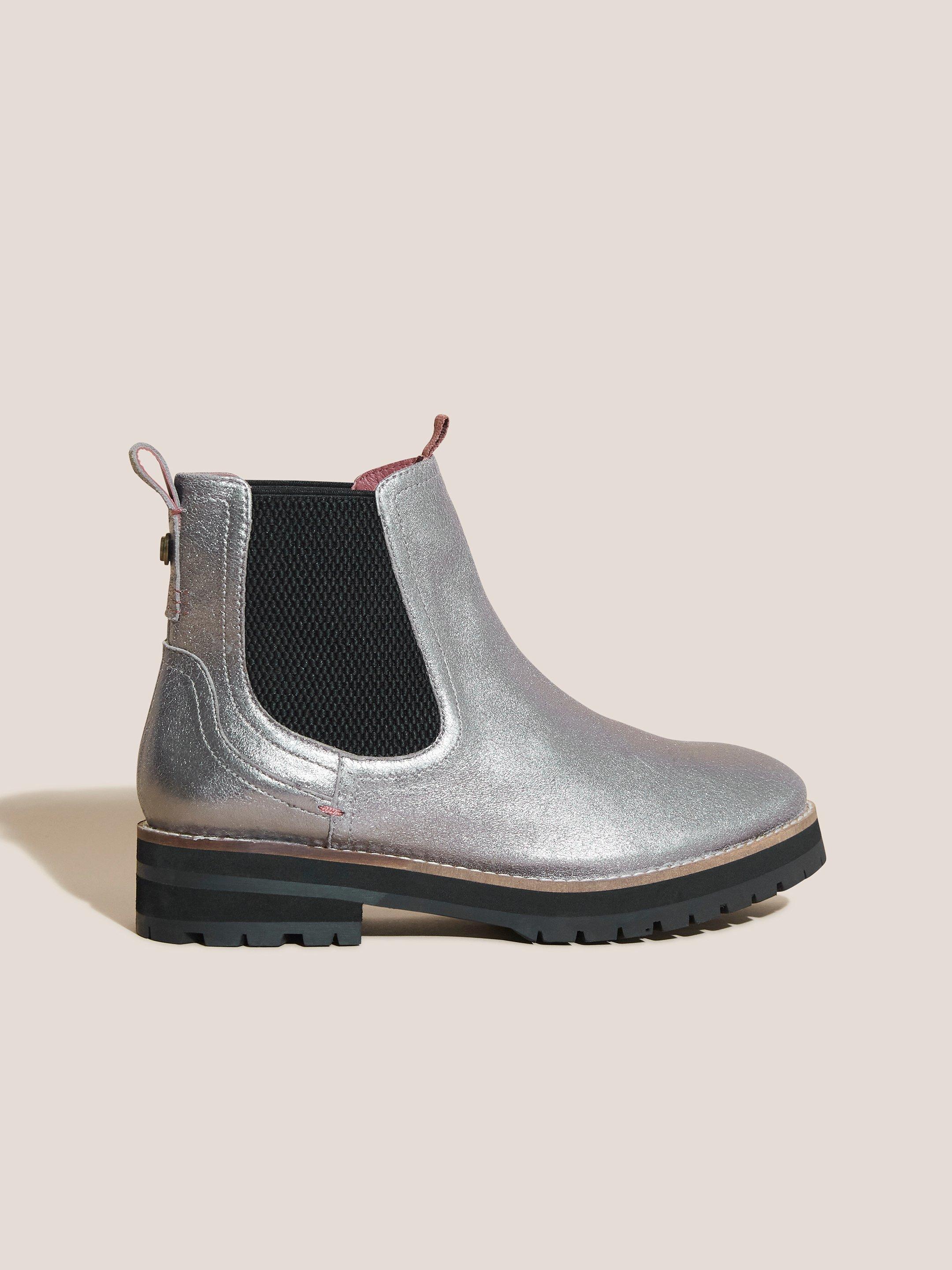 Esme Leather Chelsea Boot in METALLIC | White