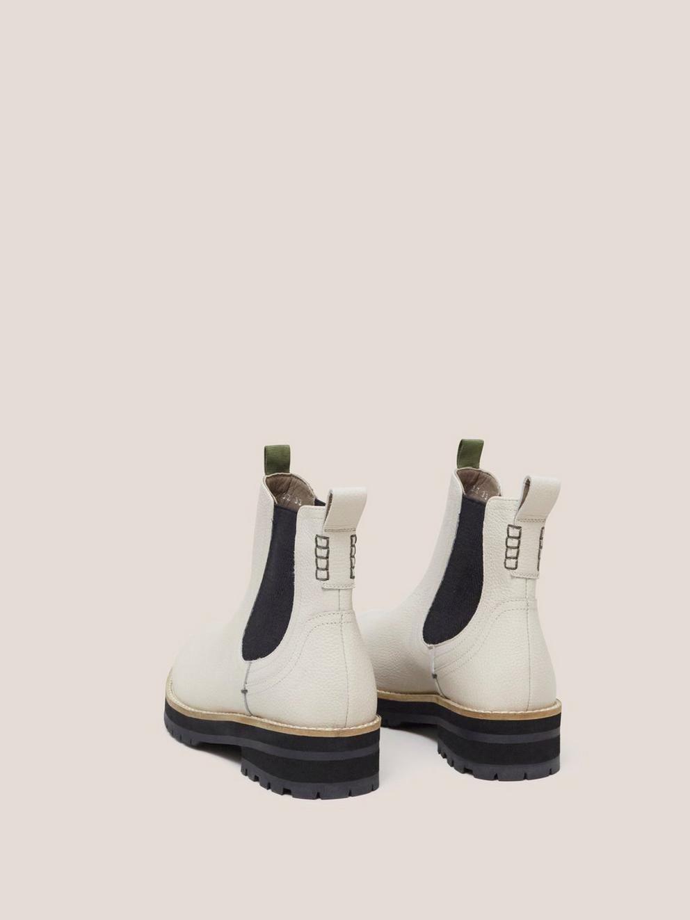 Esme Chunky Leather Chelsea Boot in PALE IVORY - FLAT BACK