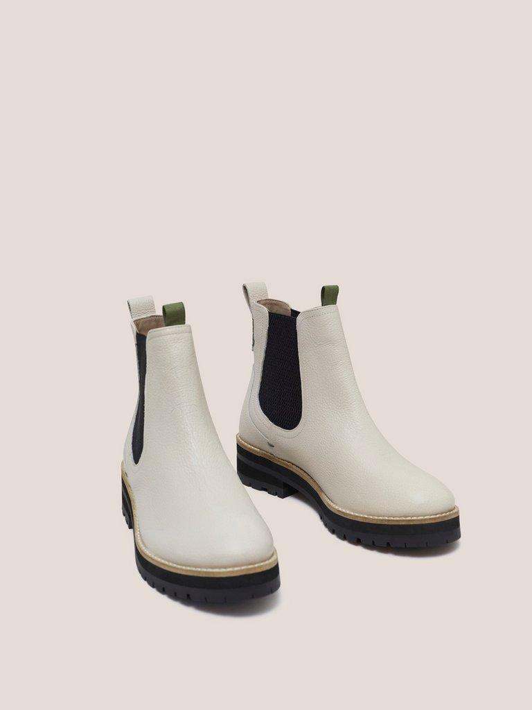 Esme Chunky Leather Chelsea Boot in PALE IVORY - FLAT FRONT