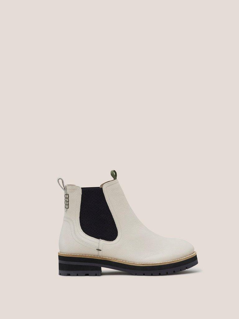 Esme Chunky Leather Chelsea Boot in PALE IVORY - MODEL FRONT