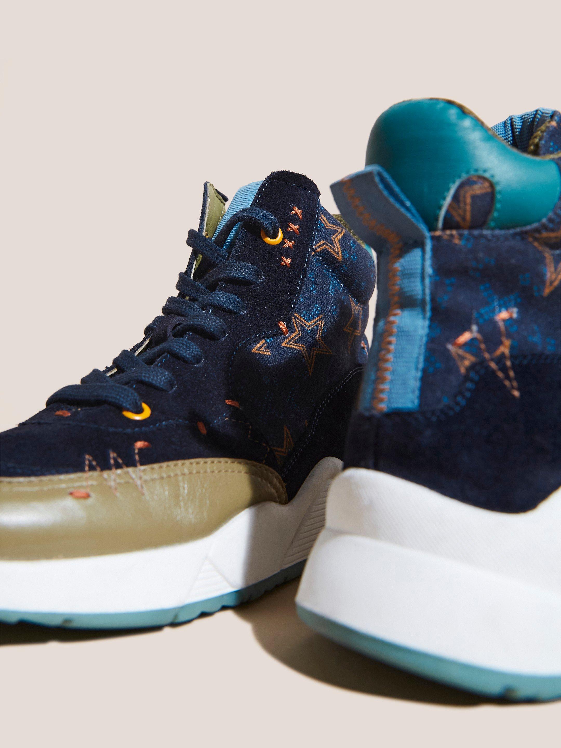 Craft Print High Top Trainer in NAVY MULTI - FLAT BACK