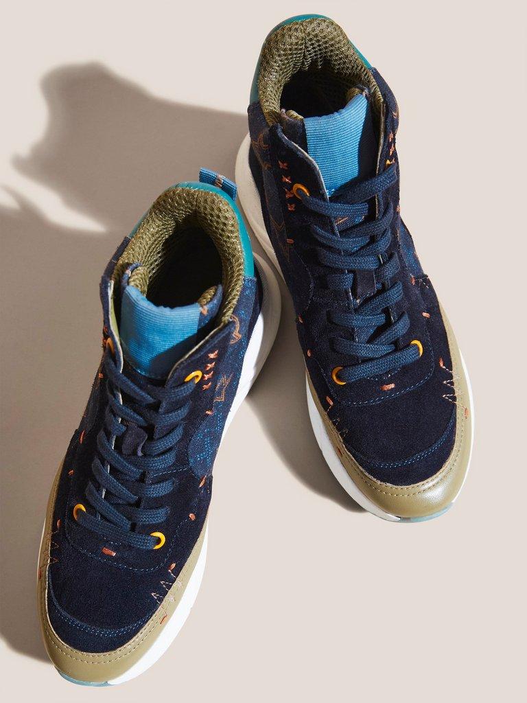 Craft Print High Top Trainer in NAVY MULTI - FLAT DETAIL
