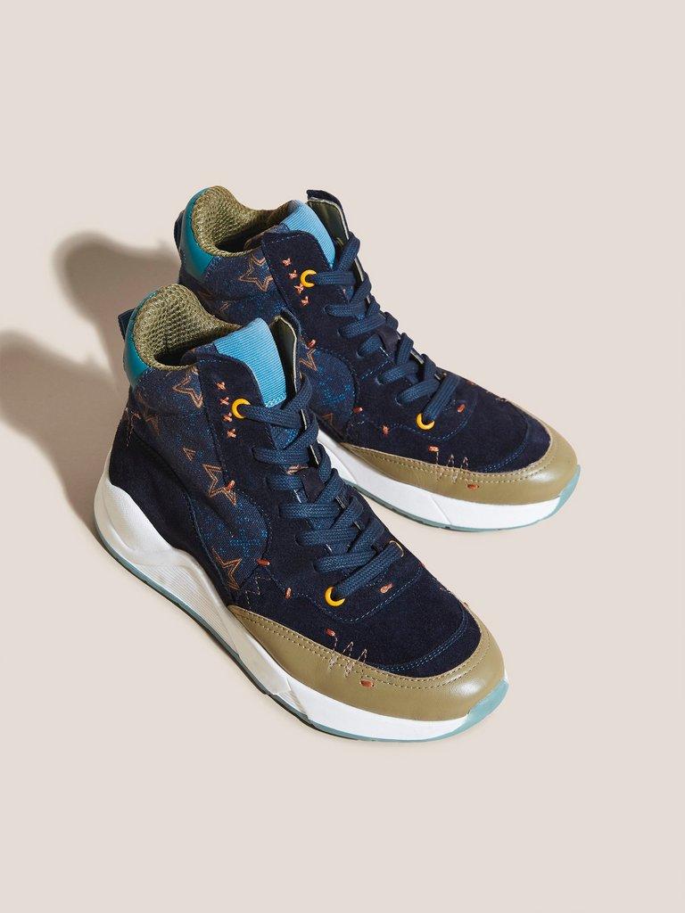 Craft Print High Top Trainer in NAVY MULTI - FLAT FRONT