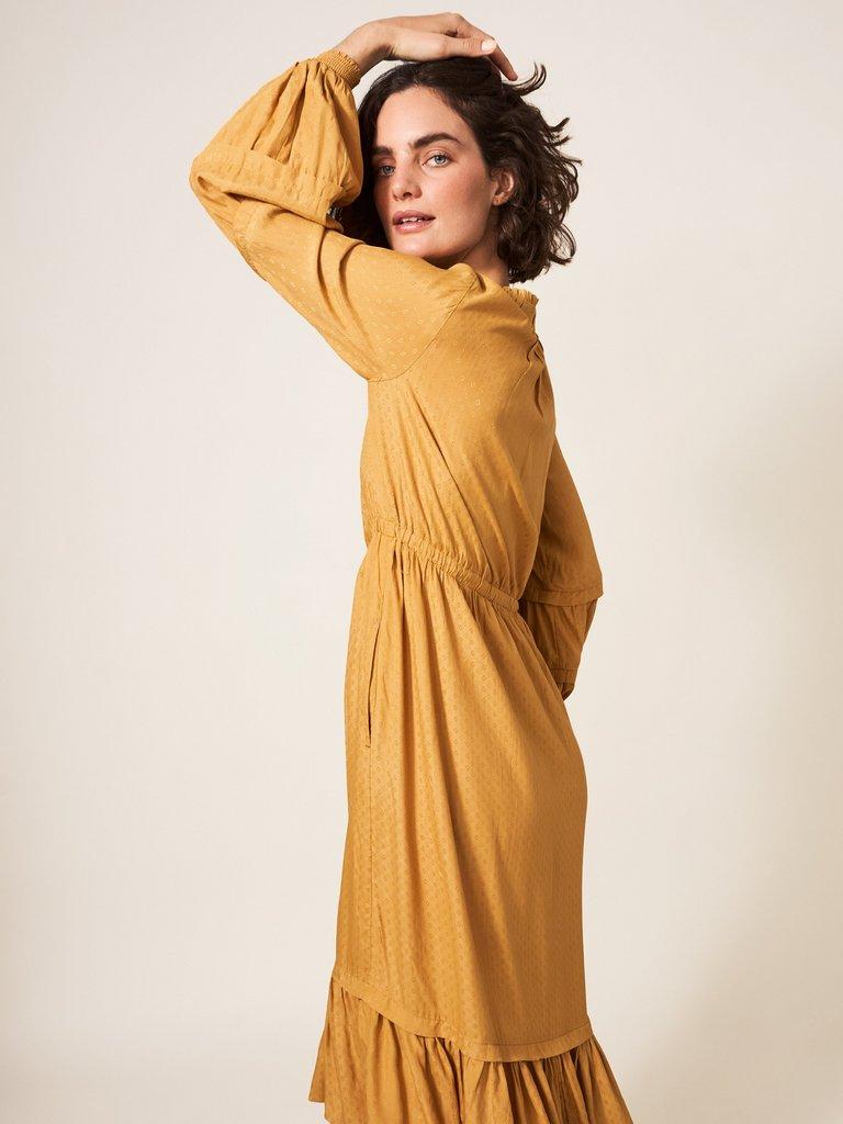 Maisy Midi Dress in LGT YELLOW - MODEL BACK