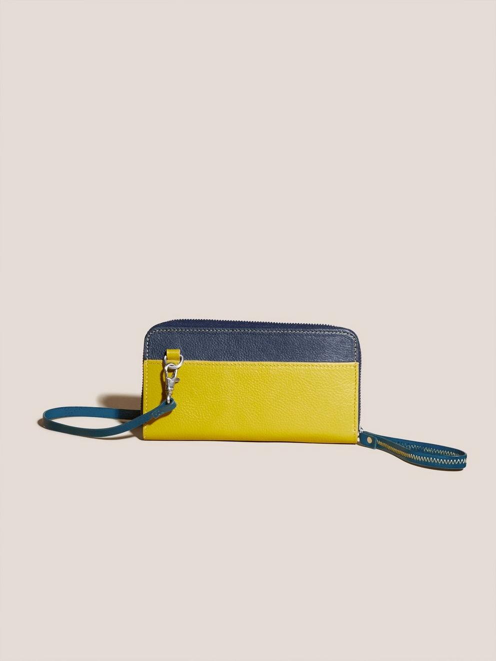 Fern Leather Purse in NAVY MULTI - FLAT BACK