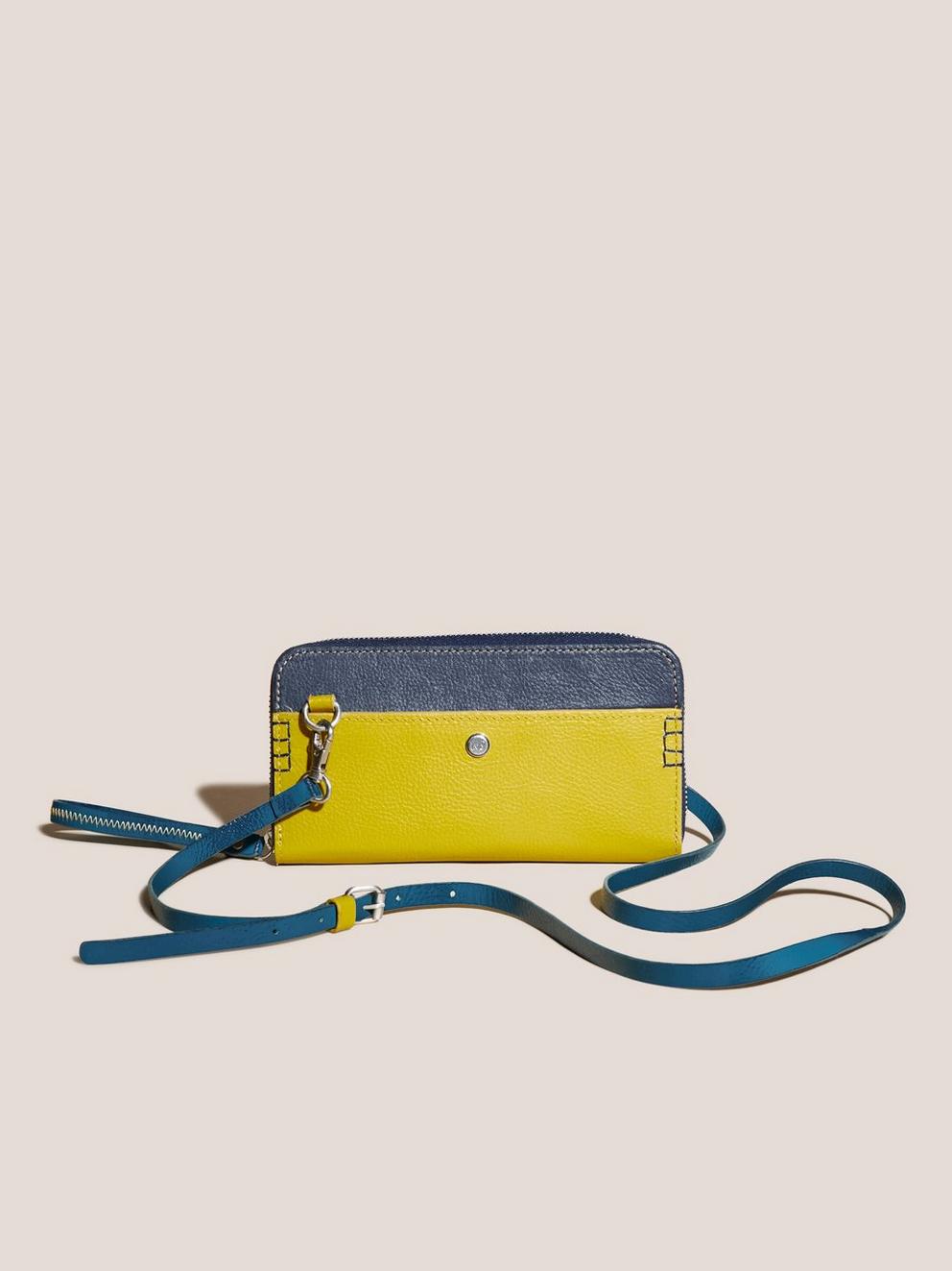 Fern Leather Purse in NAVY MULTI - FLAT FRONT