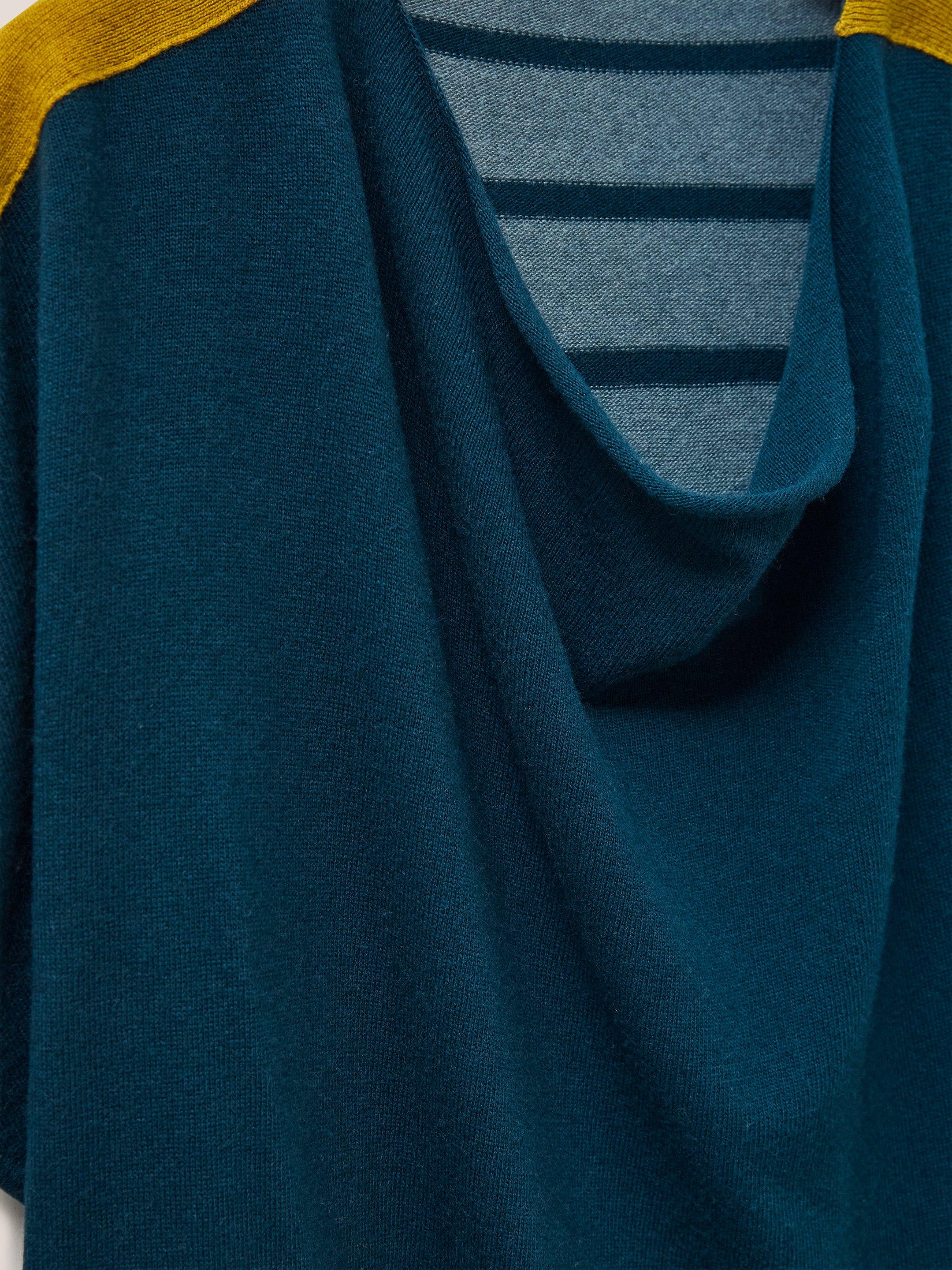 Pippa Knit Poncho in BLUE MLT - FLAT DETAIL