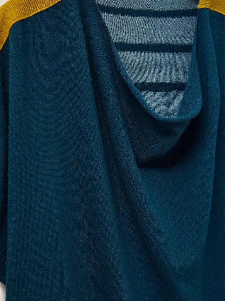 Pippa Knit Poncho in BLUE MLT - FLAT DETAIL