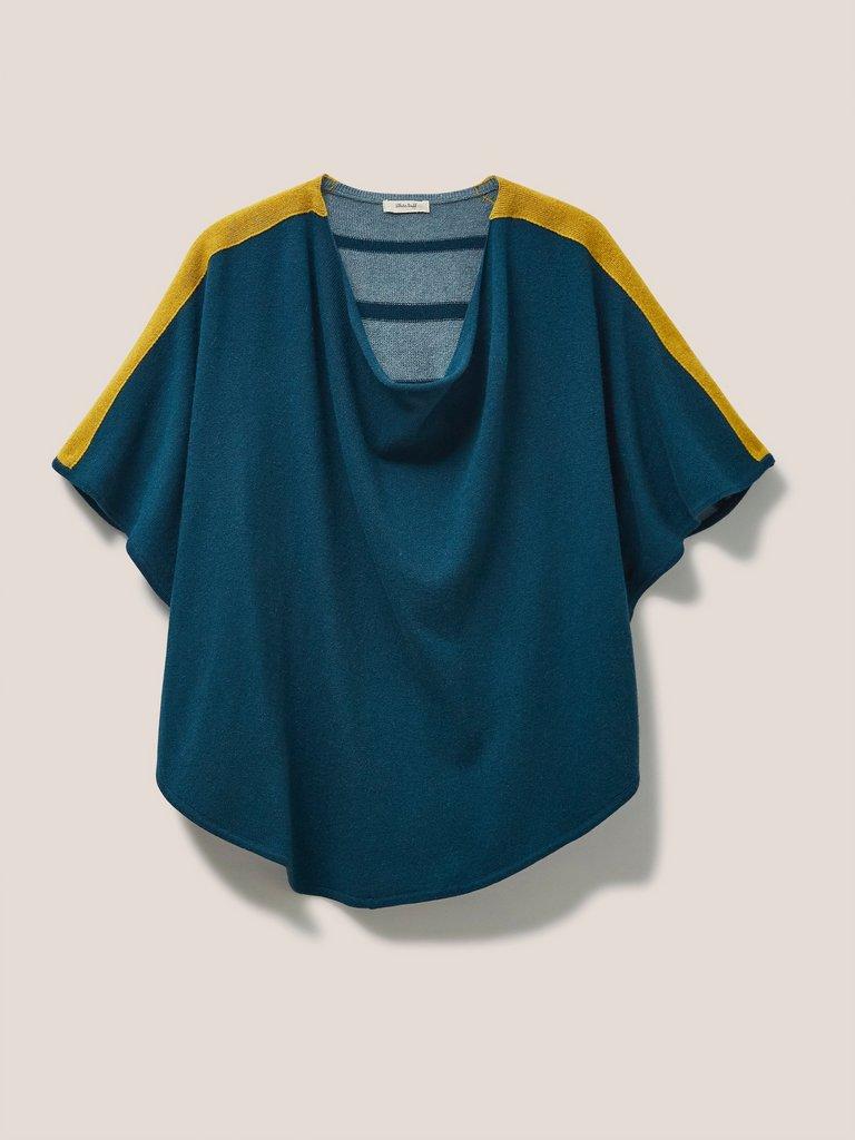 Pippa Knit Poncho in BLUE MLT - FLAT FRONT