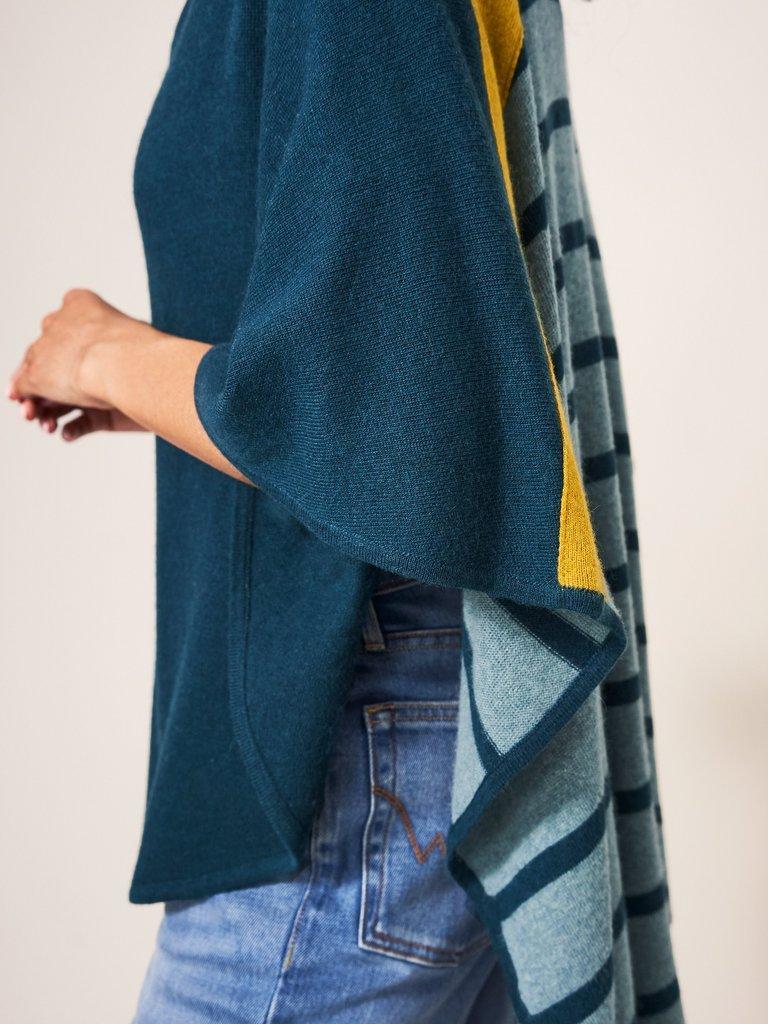 Pippa Knit Poncho in BLUE MLT - LIFESTYLE