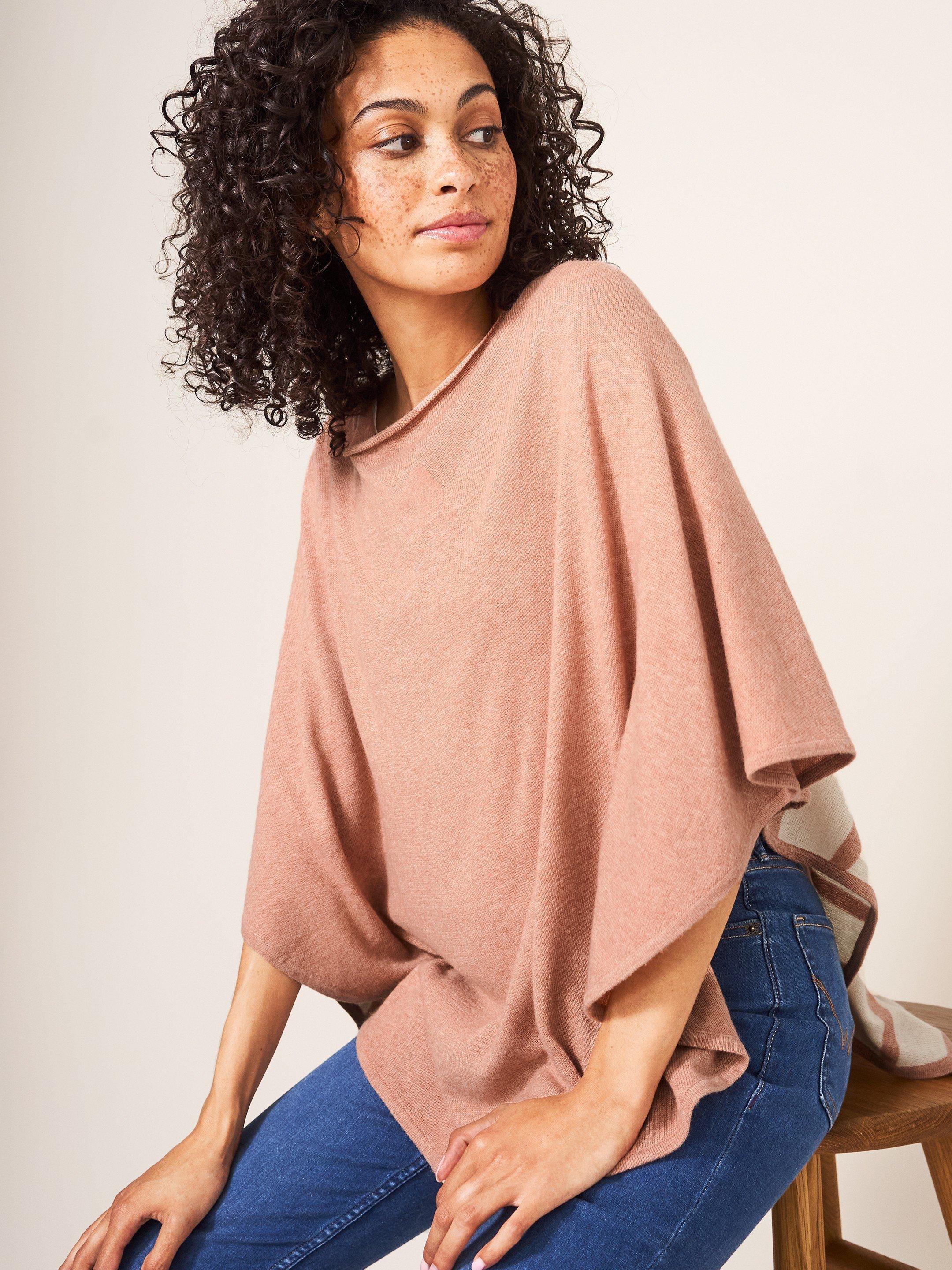 Pippa Knit Poncho in NAT MLT - LIFESTYLE