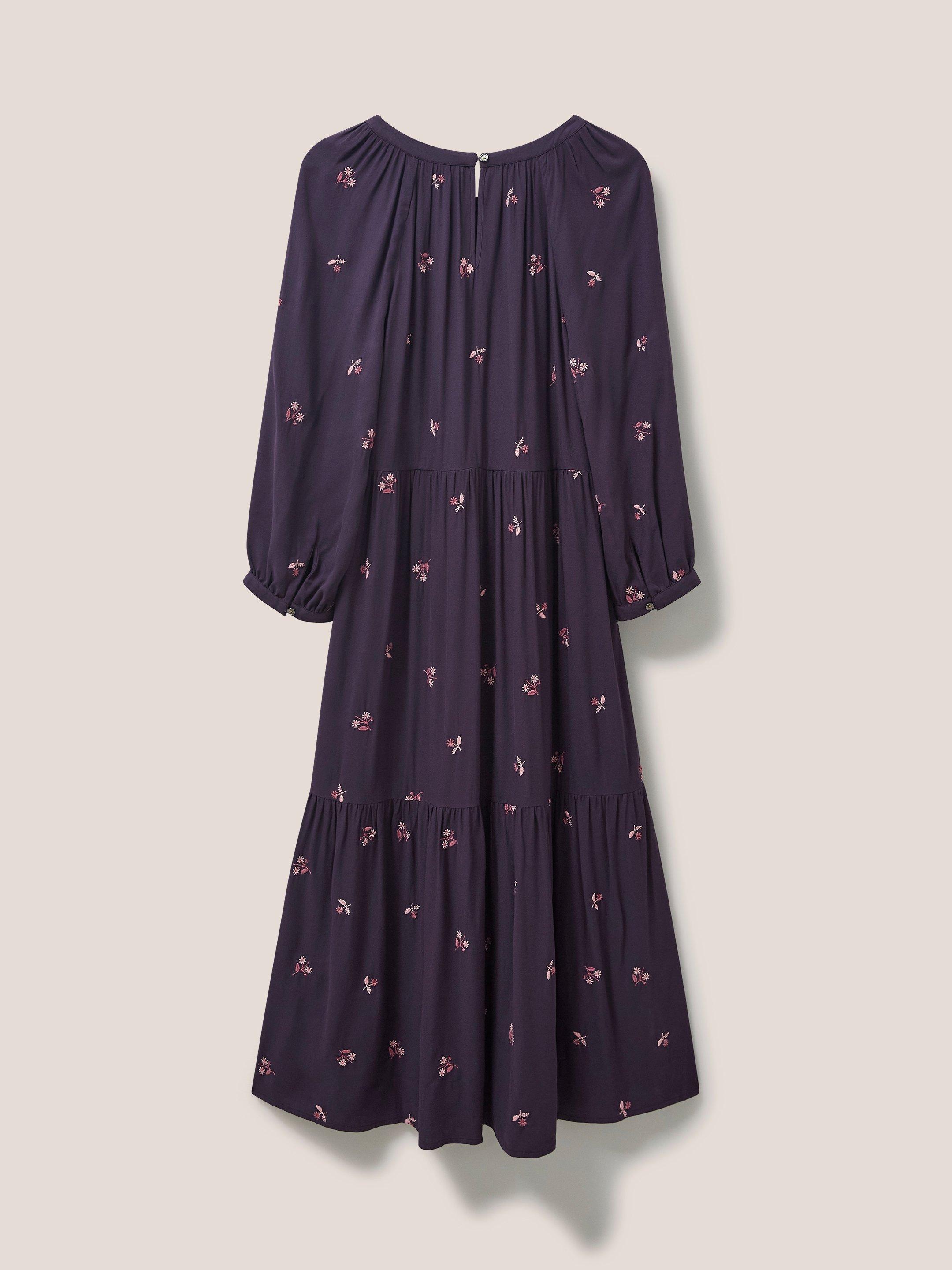 Clara Embroidered Dress in PURPLE MLT - FLAT BACK