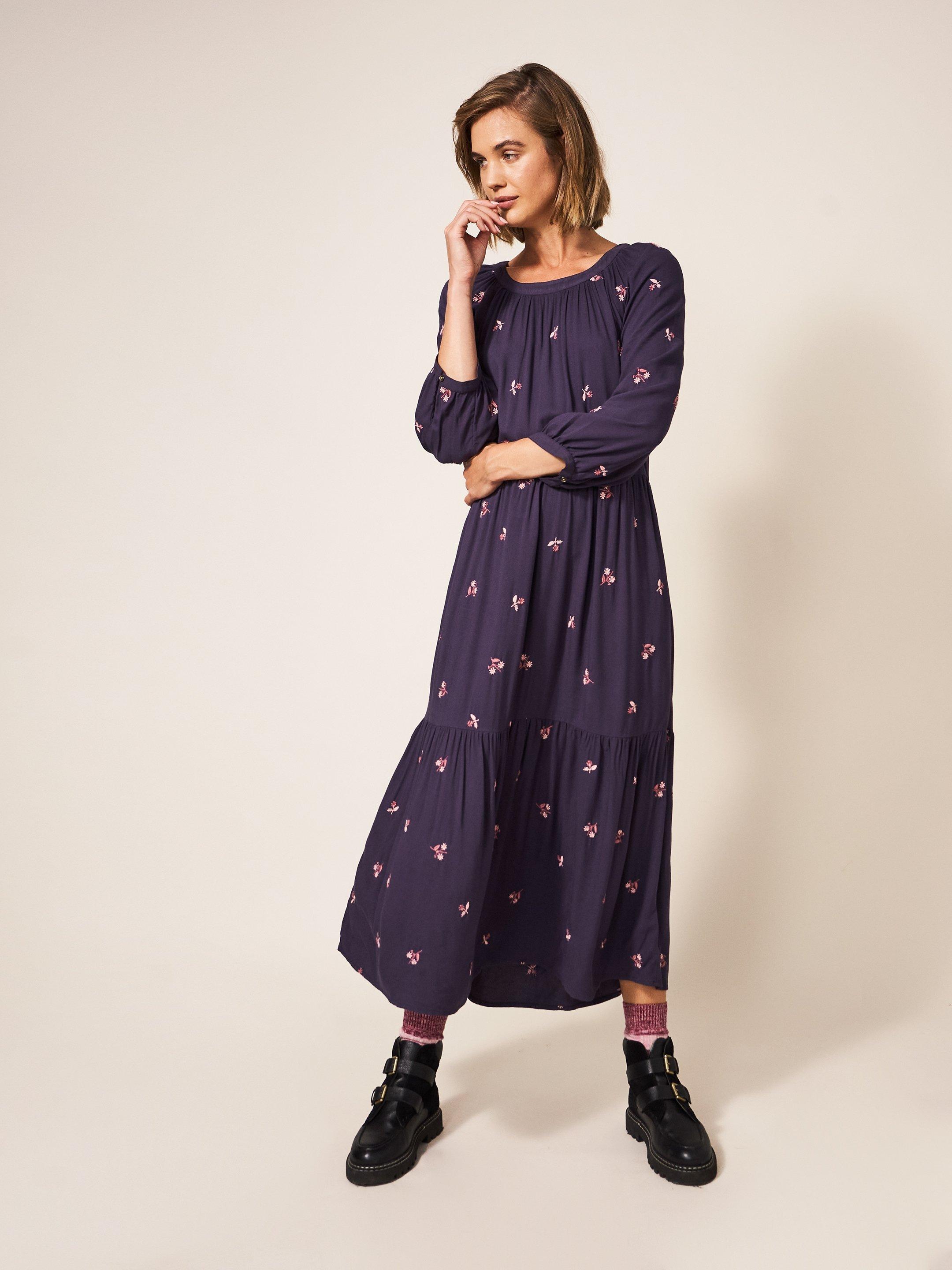 Clara Embroidered Dress in PURPLE MLT - LIFESTYLE