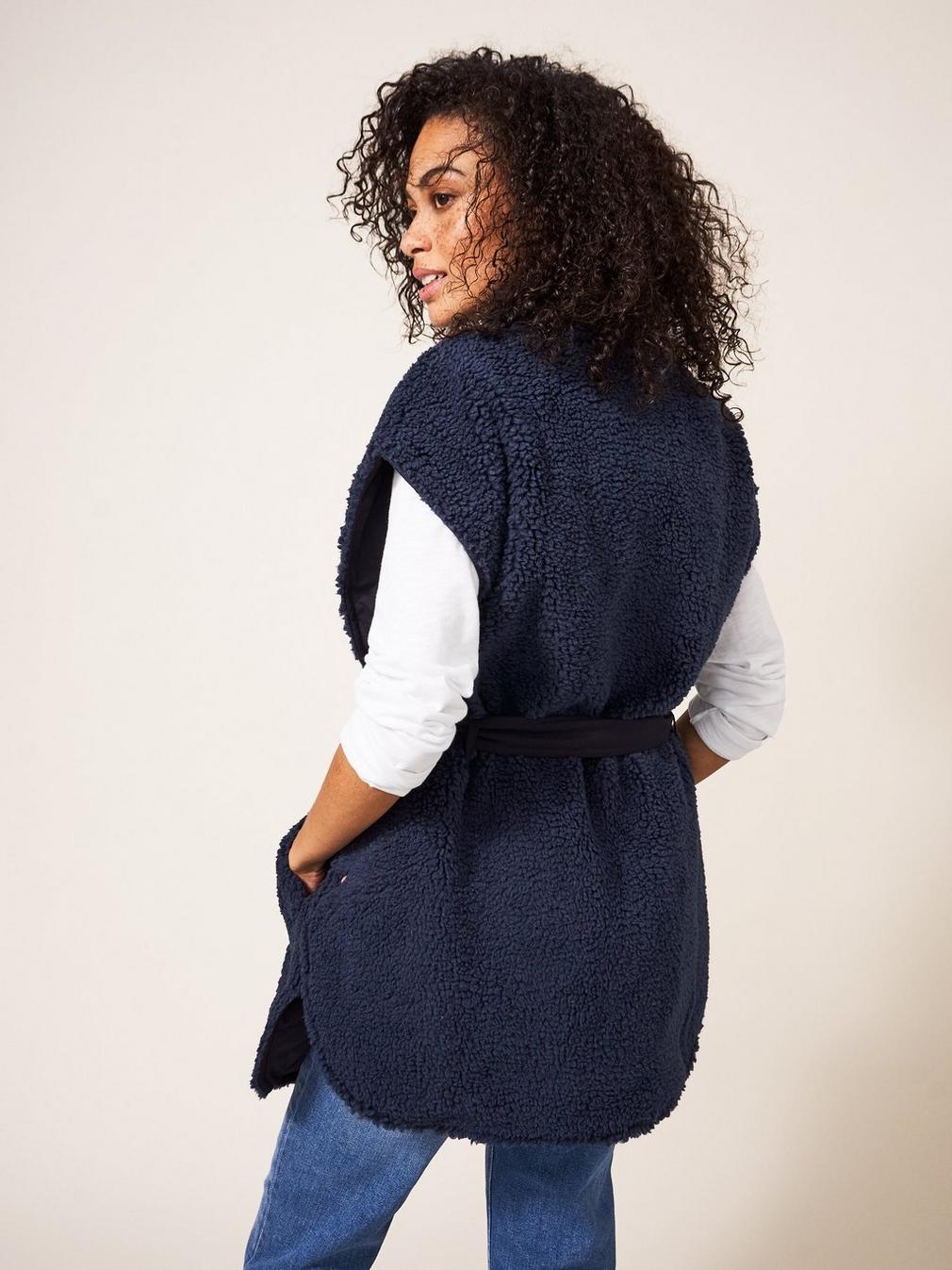 Leia Reversible Throw On in DARK NAVY - MODEL BACK