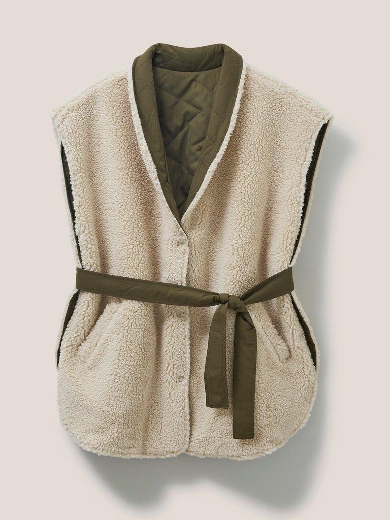 Leia Reversible Throw On in KHAKI GRN - FLAT DETAIL