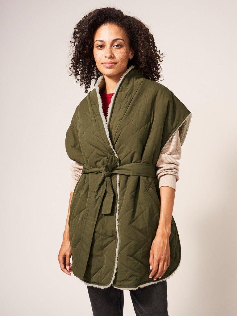 Leia Reversible Throw On in KHAKI GRN - LIFESTYLE