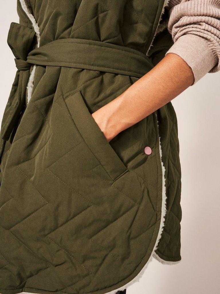 Leia Reversible Throw On in KHAKI GRN - MODEL DETAIL