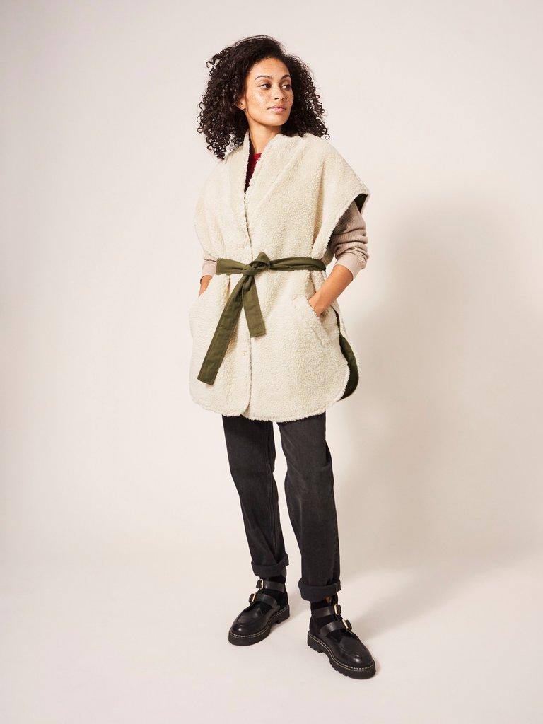 Leia Reversible Throw On in KHAKI GRN - MODEL FRONT