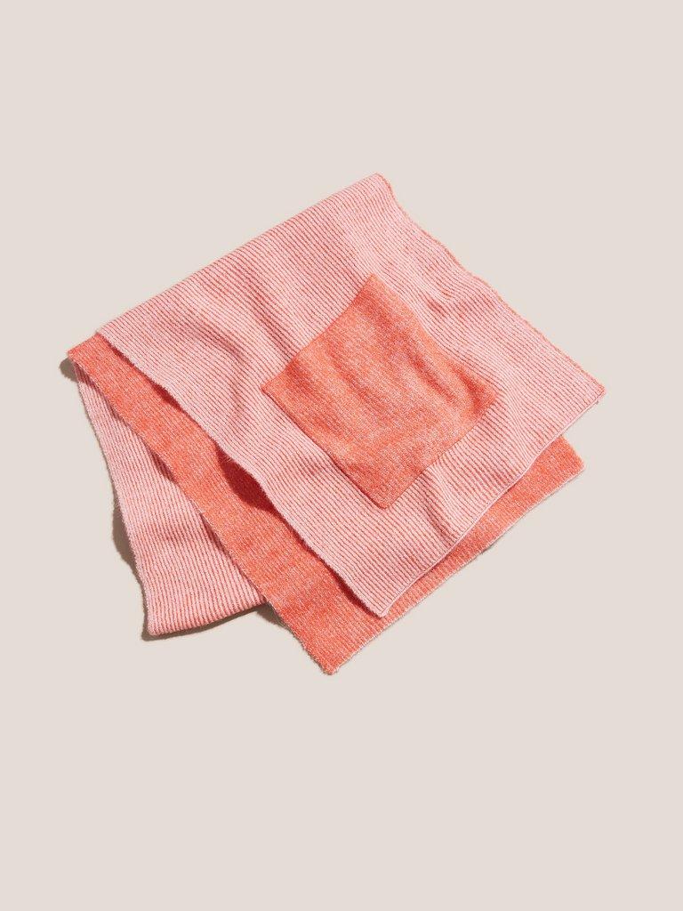 Knit Pocket Scarf in PINK MLT - FLAT BACK