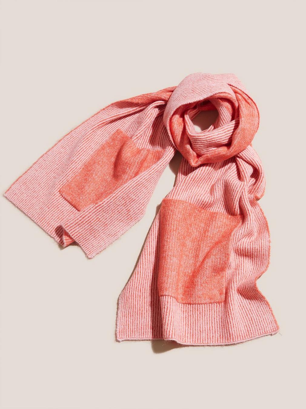 Knit Pocket Scarf in PINK MLT - MODEL FRONT