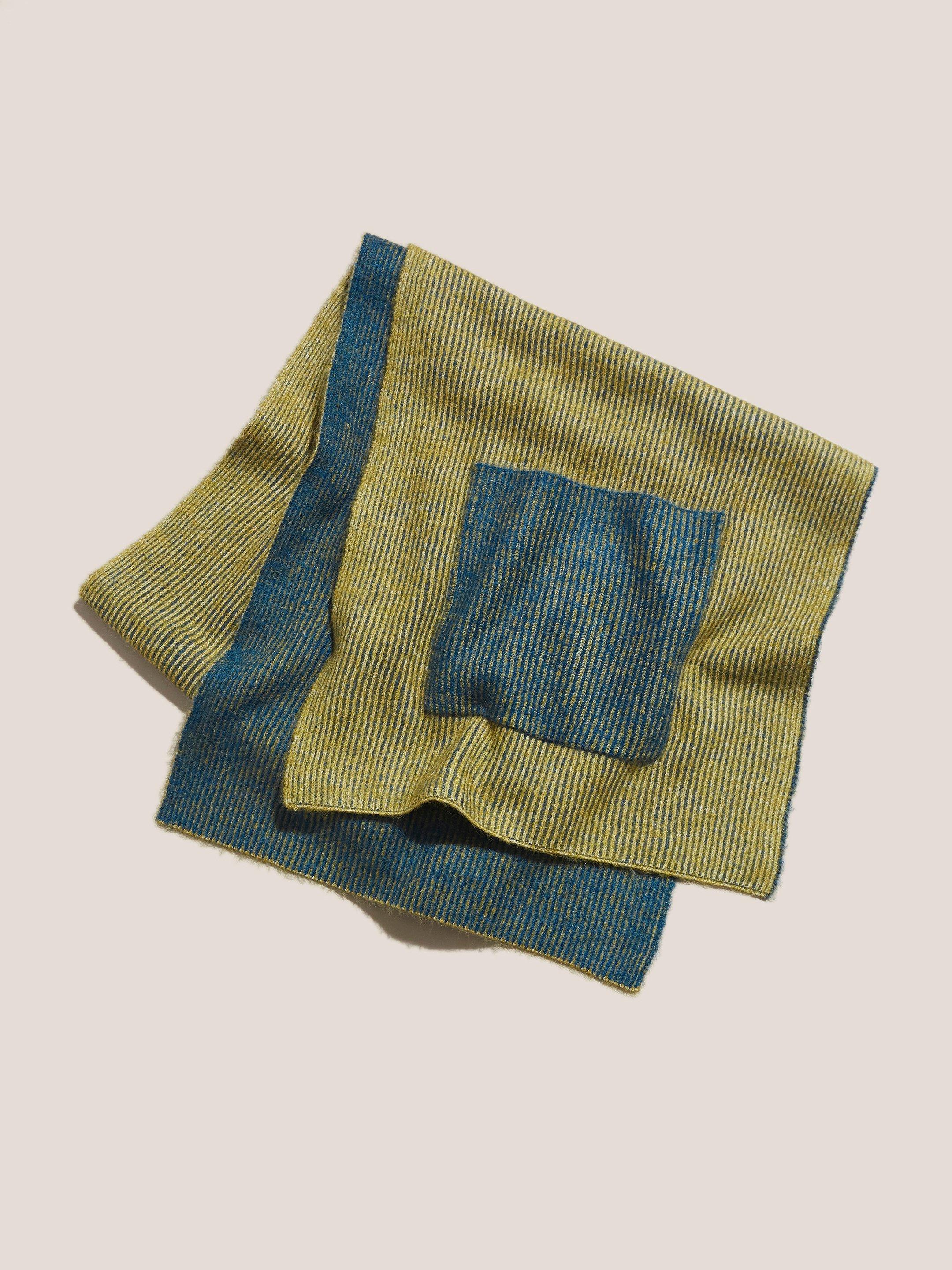 Knit Pocket Scarf in TEAL MLT - FLAT BACK