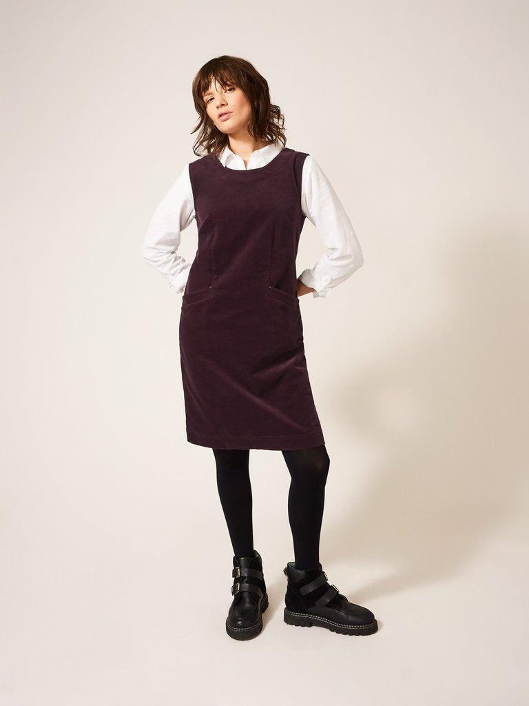 Pocket front zip up back corduroy pinafore outlet dress