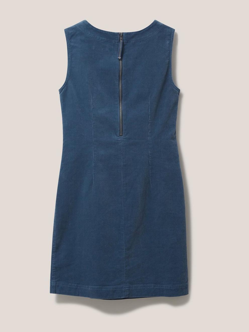 Lothbury Organic Cord Pinny in DUS BLUE - FLAT BACK