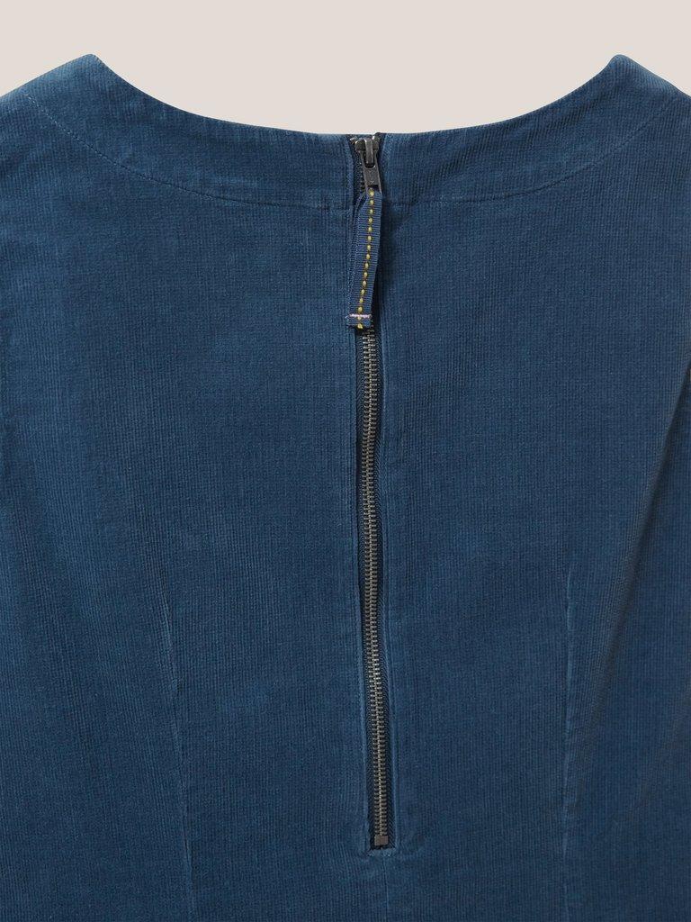 Lothbury Organic Cord Pinny in DUS BLUE - FLAT DETAIL