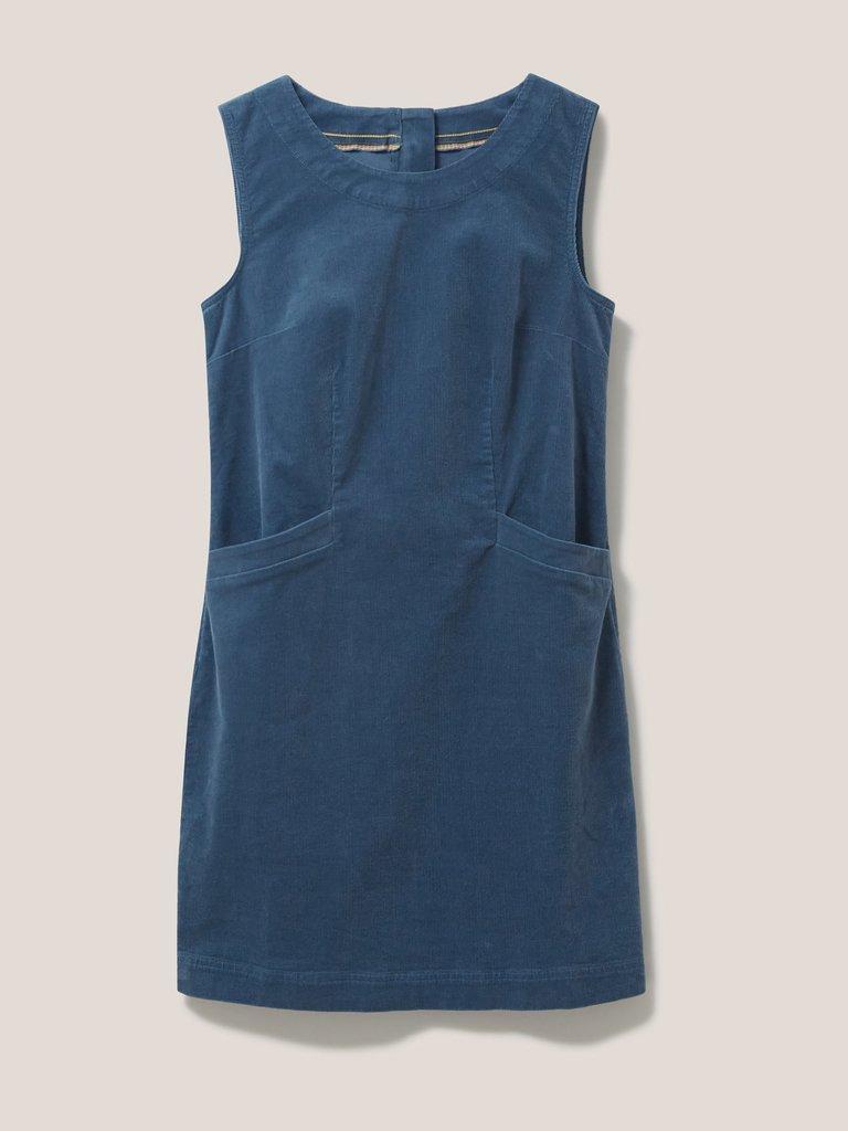 Lothbury Organic Cord Pinny in DUS BLUE - FLAT FRONT
