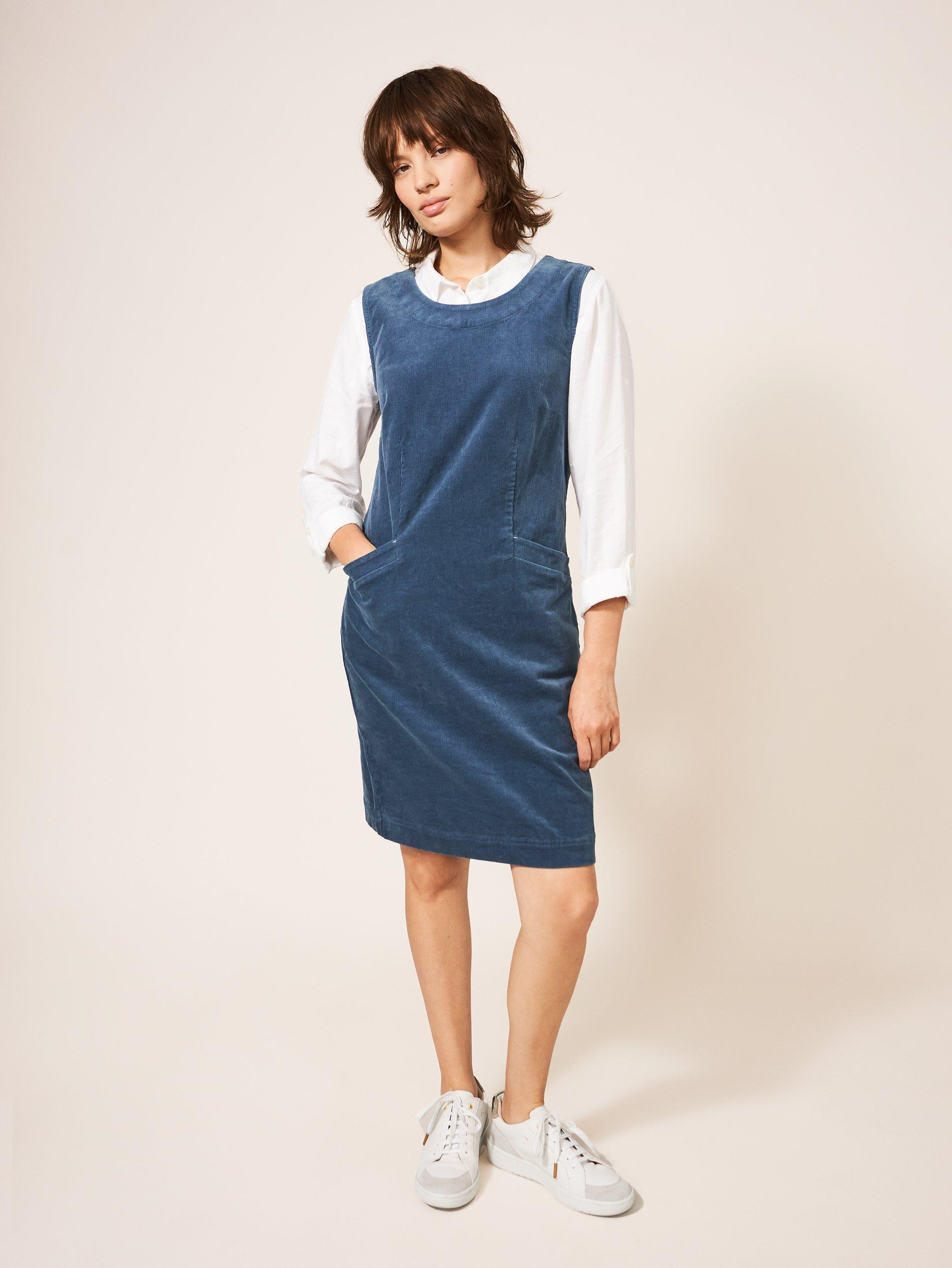 Dark Blue Pinafore Dress, Organic Denim