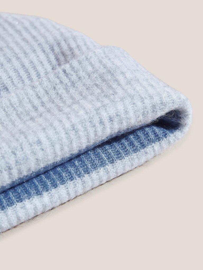 Reversible Colourblock Beanie in GREY MLT - FLAT BACK