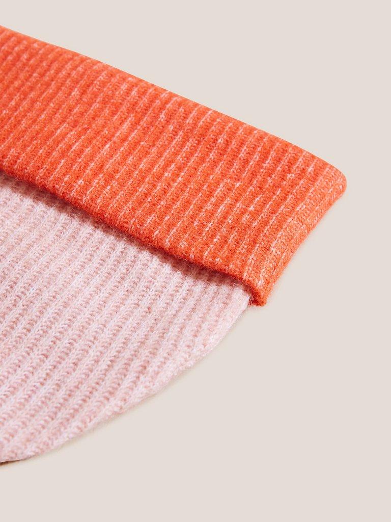 Reversible Colourblock Beanie in PINK MLT - FLAT DETAIL