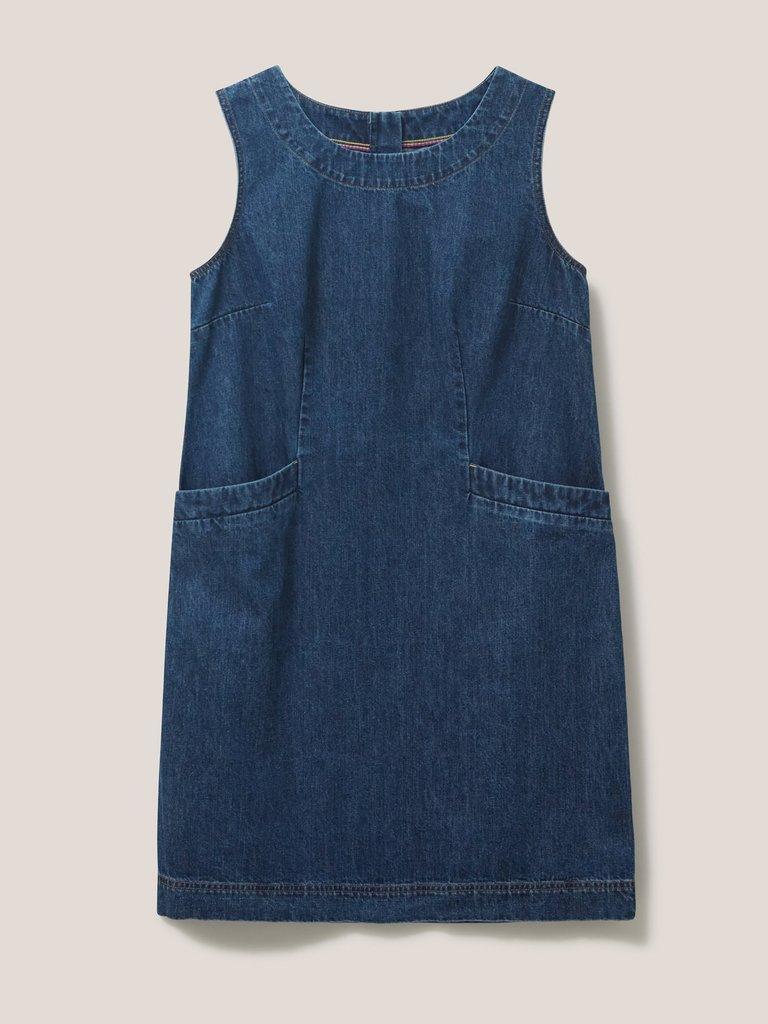 Lothbury Organic Denim Pinafore in MID DENIM | White Stuff