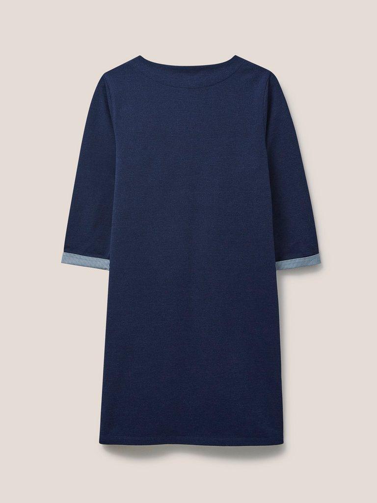 Skye Cotton Denim Jersey Dress in DK DENIM - FLAT BACK