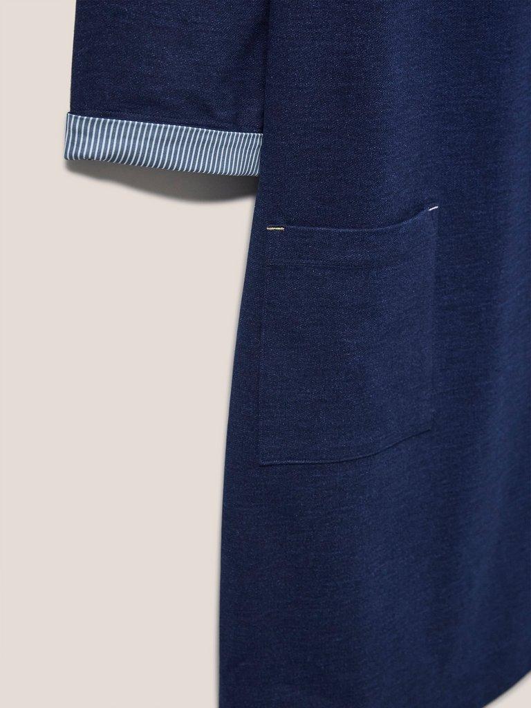Skye Cotton Denim Jersey Dress in DK DENIM - FLAT DETAIL