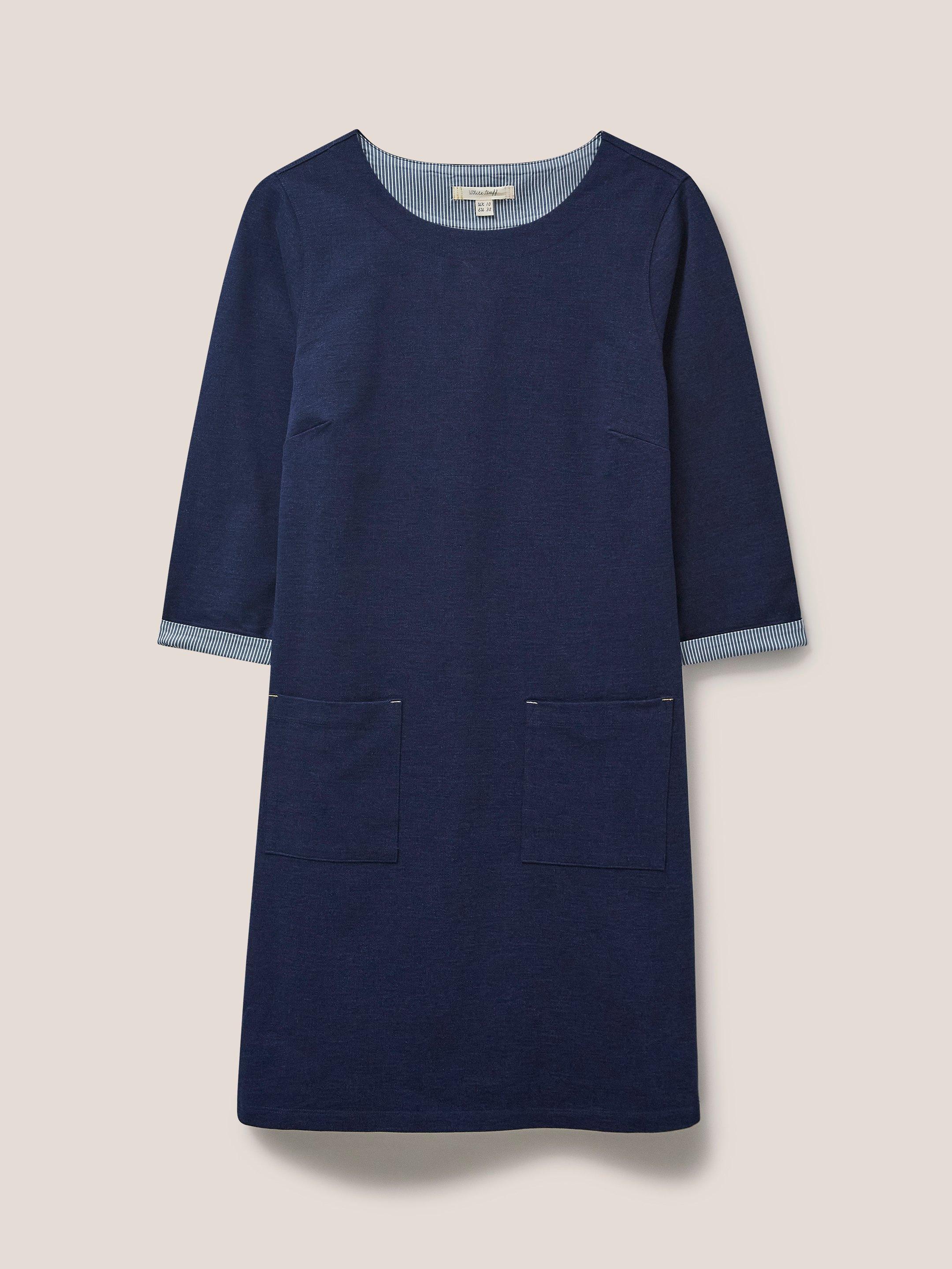 Skye Cotton Denim Jersey Dress in DK DENIM