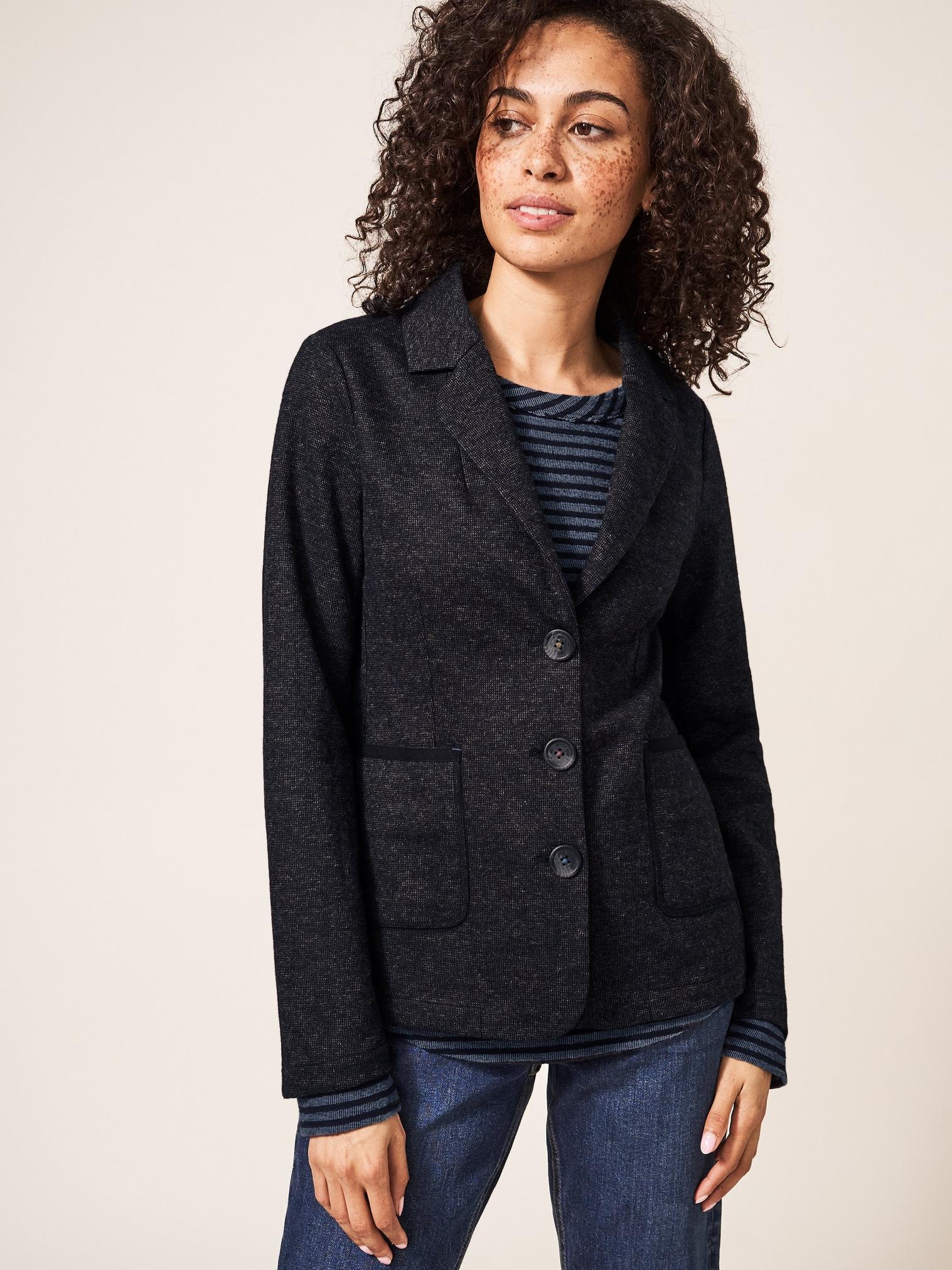 Olivia Wool Mix Jersey Blazer in GREY MLT - LIFESTYLE