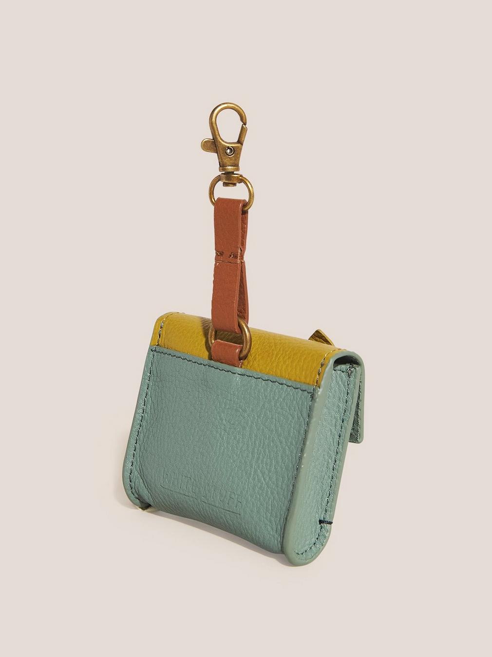 Fox Leather Keyring in BLUE MLT - FLAT BACK