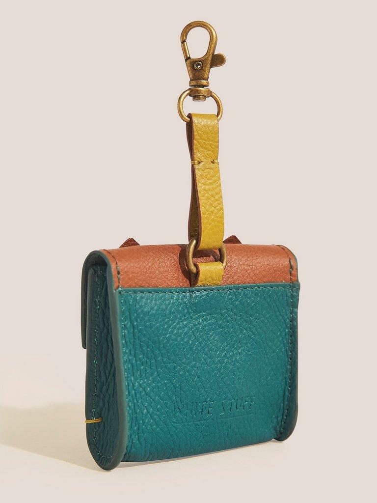 Fox Leather Keyring in TEAL MLT - FLAT BACK