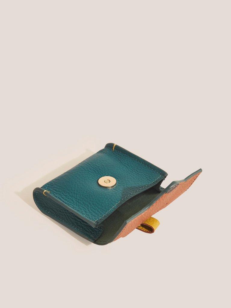 Fox Leather Keyring in TEAL MLT - FLAT DETAIL