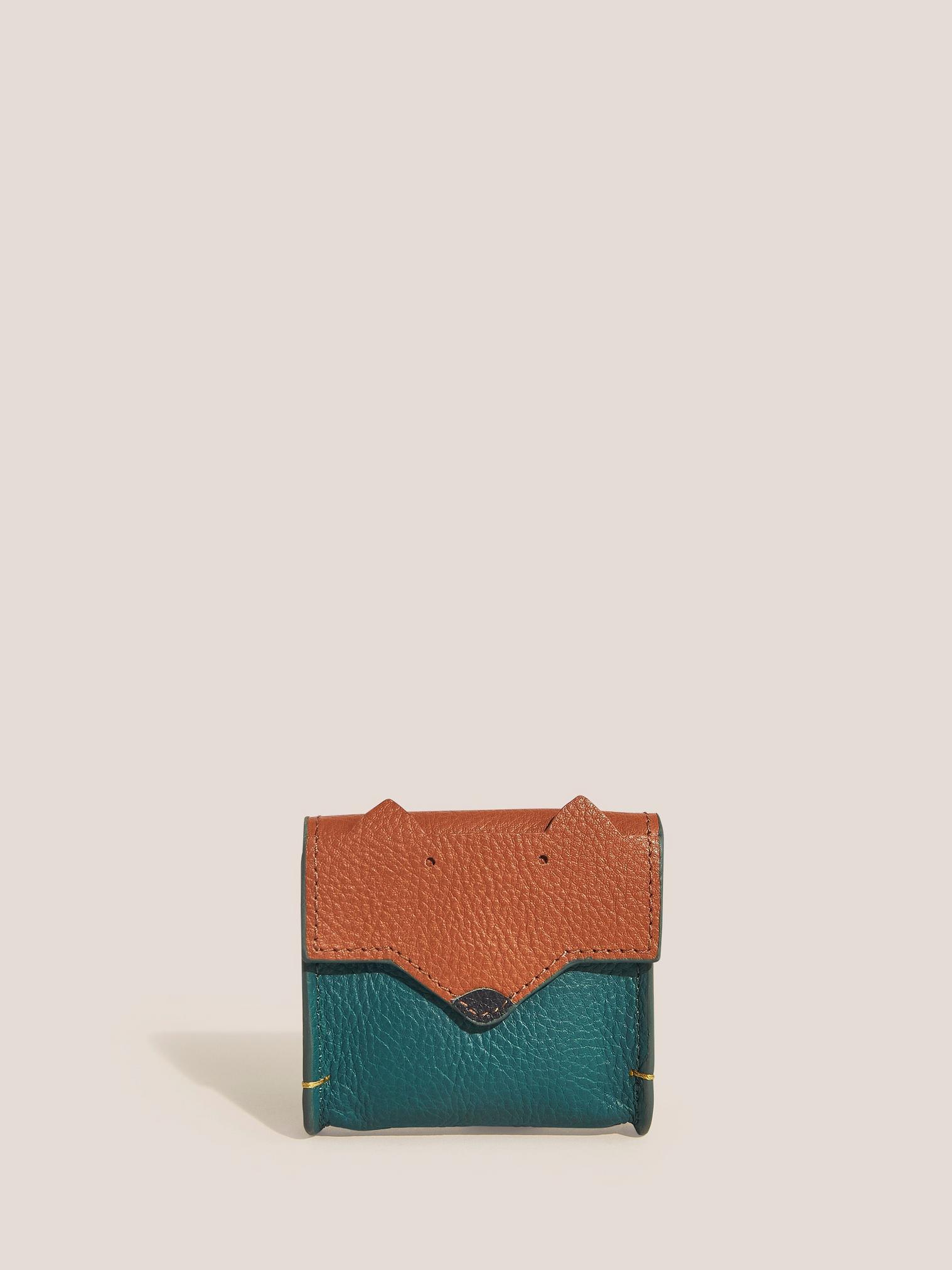 Fox Leather Keyring in TEAL MLT - FLAT FRONT
