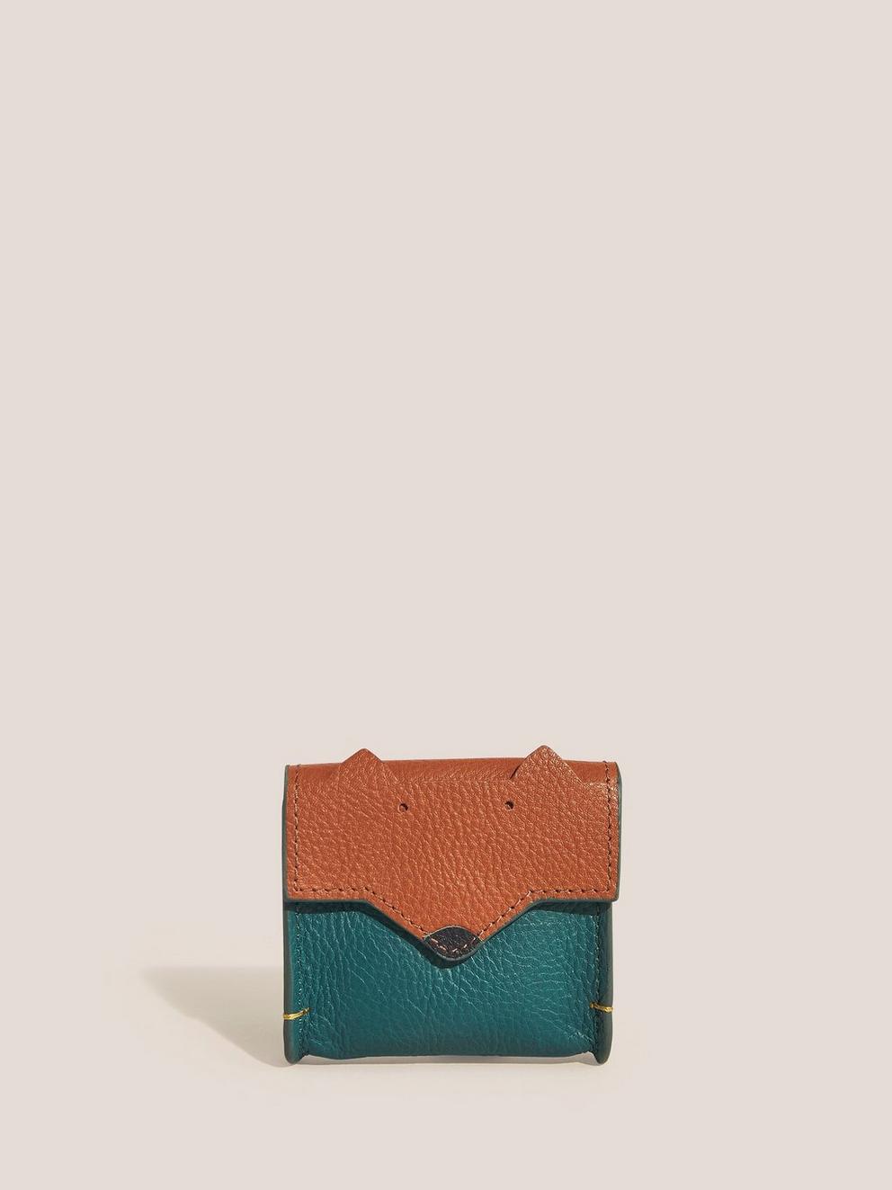 Fox Leather Keyring in TEAL MLT - FLAT FRONT