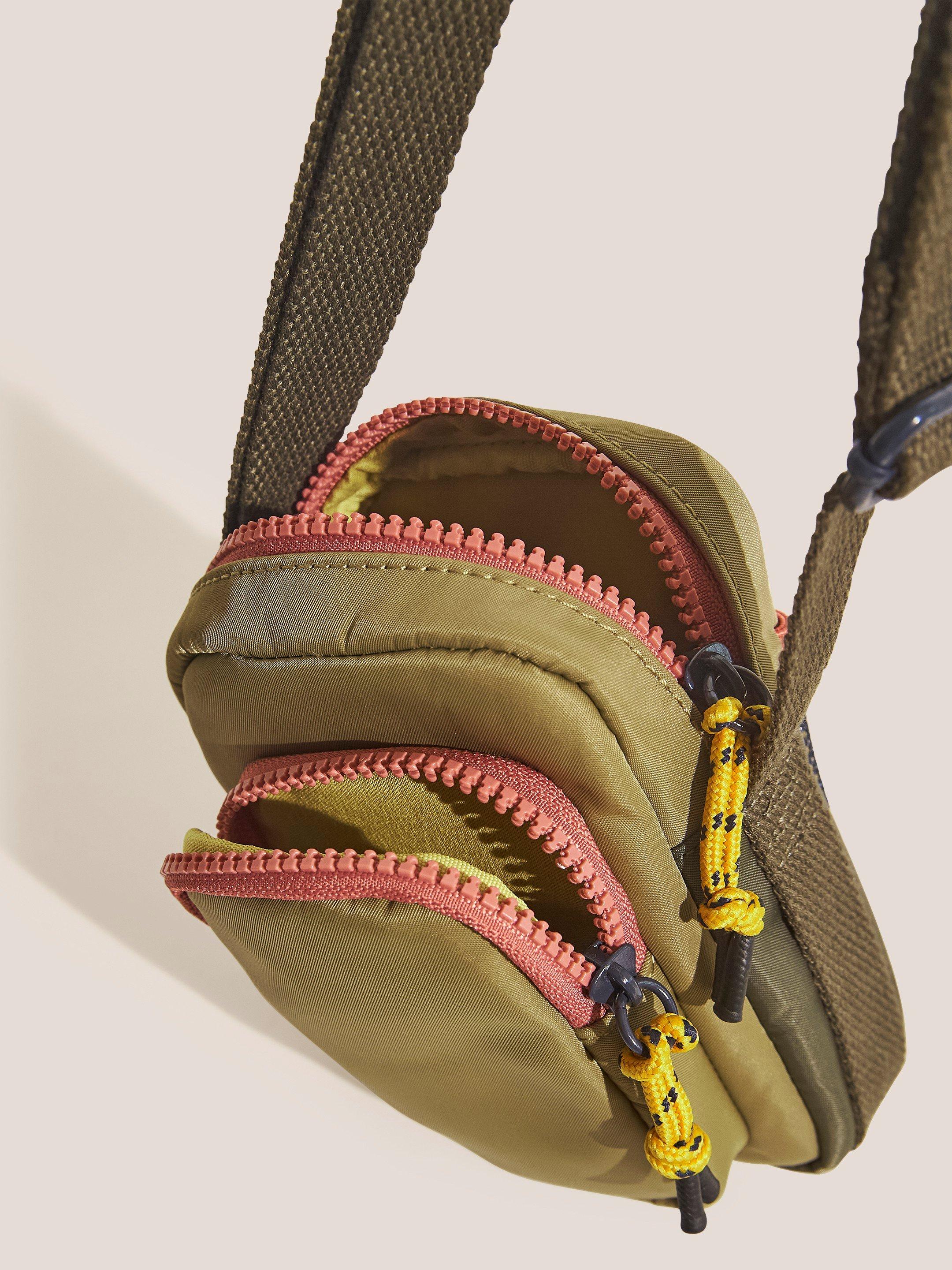 Wanda Nylon Phone Bag in KHAKI GRN - FLAT FRONT