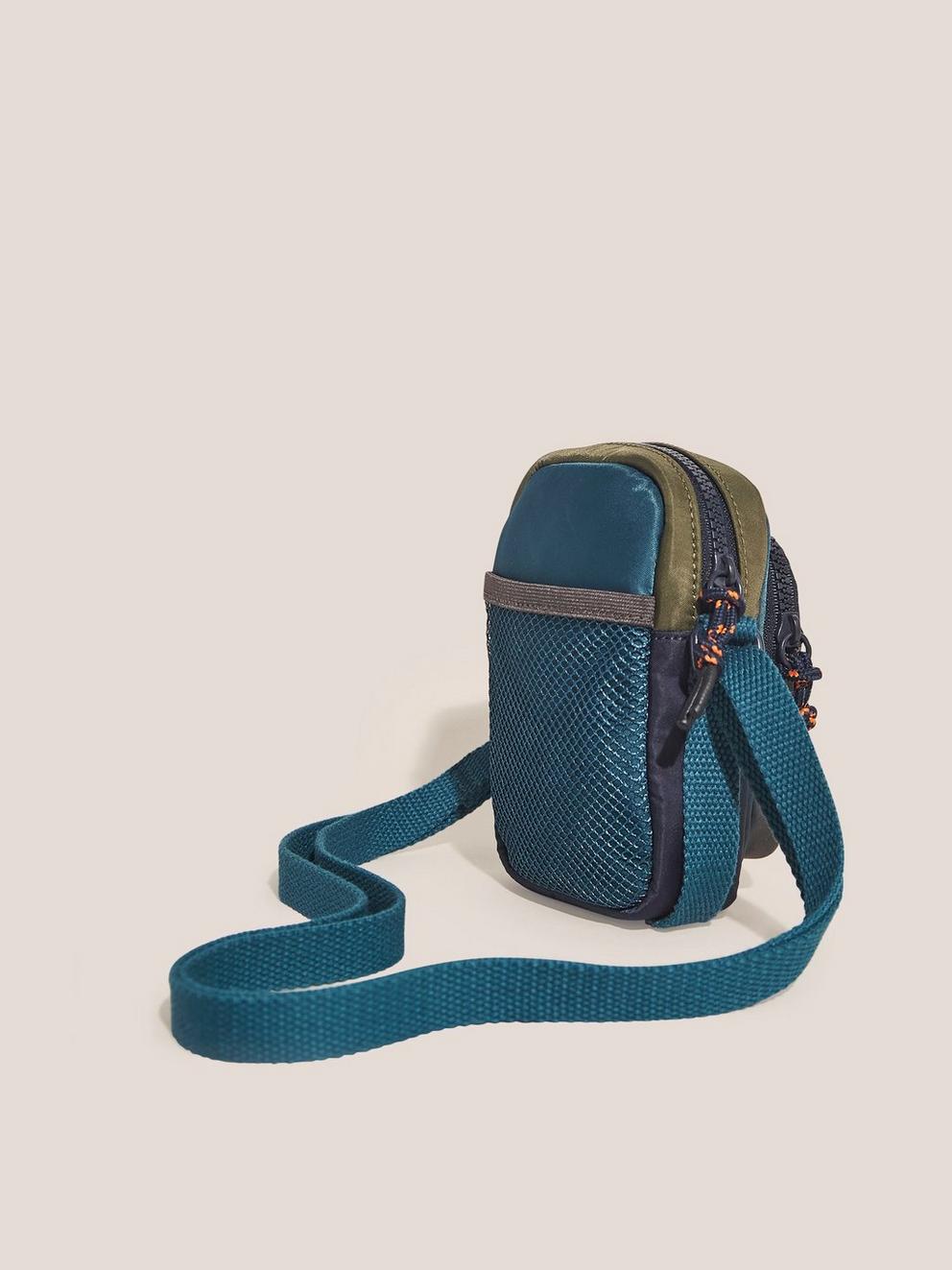 Wanda Nylon Phone Bag in TEAL MLT - FLAT BACK