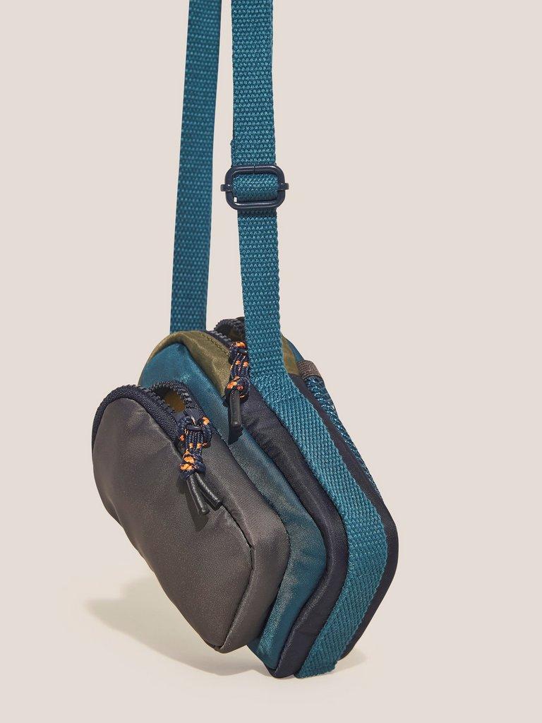 Wanda Nylon Phone Bag in TEAL MLT - FLAT DETAIL