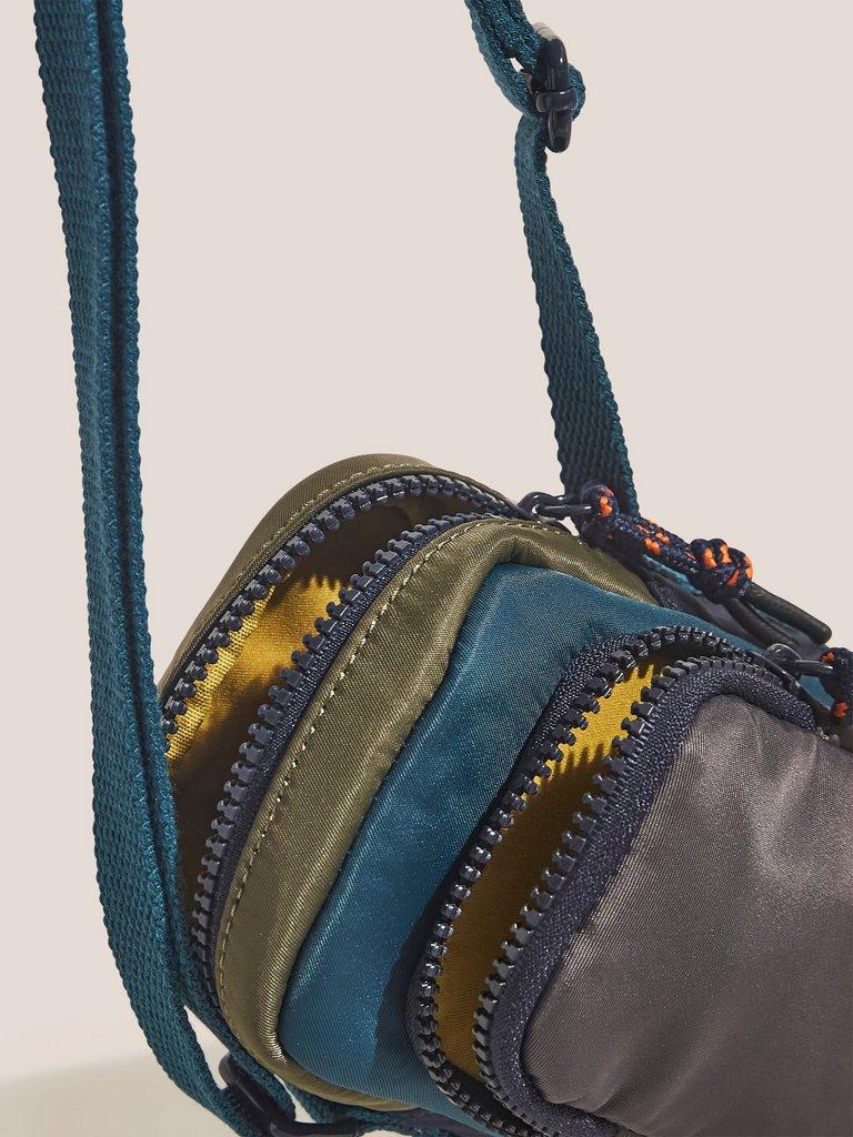 Wanda Nylon Phone Bag in TEAL MLT - FLAT FRONT