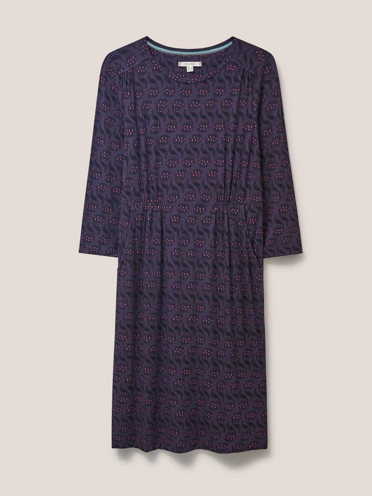 Talia Eco Vero Jersey Dress in PURPLE MLT - FLAT FRONT